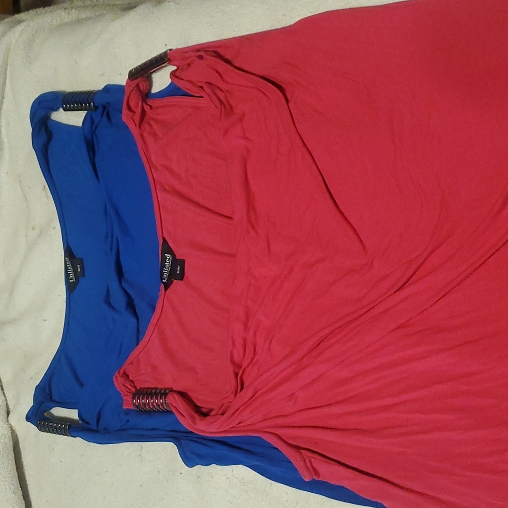 2 tanks with metal clasps on top plunge neck